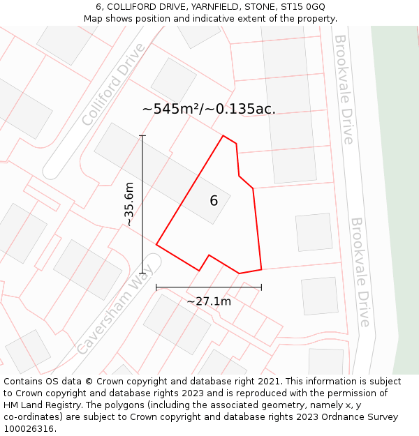 6, COLLIFORD DRIVE, YARNFIELD, STONE, ST15 0GQ: Plot and title map