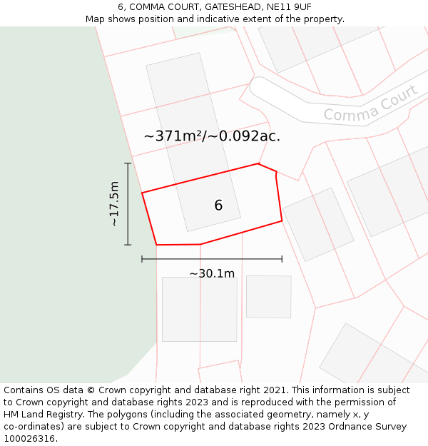 6, COMMA COURT, GATESHEAD, NE11 9UF: Plot and title map