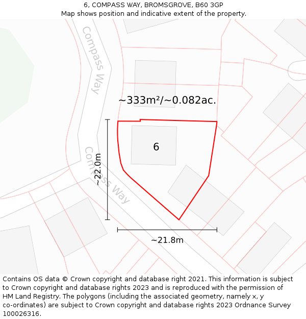 6, COMPASS WAY, BROMSGROVE, B60 3GP: Plot and title map