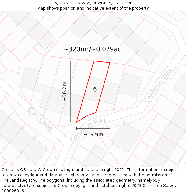 6, CONISTON WAY, BEWDLEY, DY12 2PP: Plot and title map