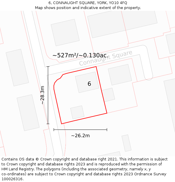 6, CONNAUGHT SQUARE, YORK, YO10 4FQ: Plot and title map