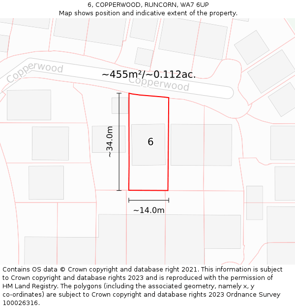 6, COPPERWOOD, RUNCORN, WA7 6UP: Plot and title map