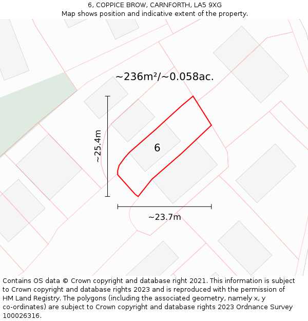 6, COPPICE BROW, CARNFORTH, LA5 9XG: Plot and title map