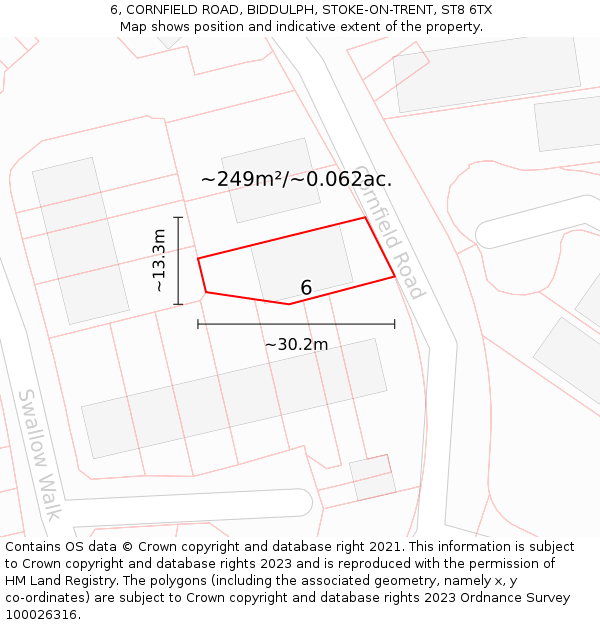 6, CORNFIELD ROAD, BIDDULPH, STOKE-ON-TRENT, ST8 6TX: Plot and title map