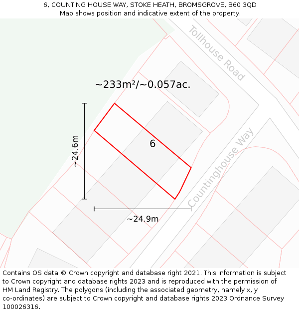 6, COUNTING HOUSE WAY, STOKE HEATH, BROMSGROVE, B60 3QD: Plot and title map