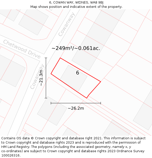 6, COWAN WAY, WIDNES, WA8 9BJ: Plot and title map