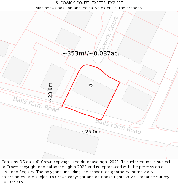 6, COWICK COURT, EXETER, EX2 9FE: Plot and title map