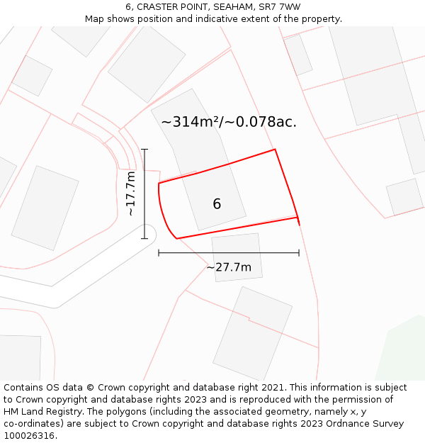 6, CRASTER POINT, SEAHAM, SR7 7WW: Plot and title map