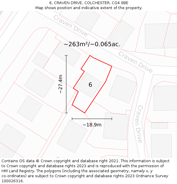 6, CRAVEN DRIVE, COLCHESTER, CO4 9BE: Plot and title map