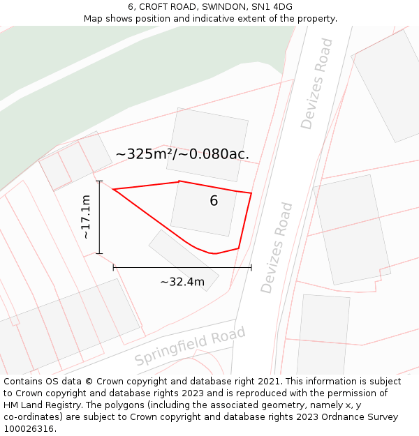 6, CROFT ROAD, SWINDON, SN1 4DG: Plot and title map