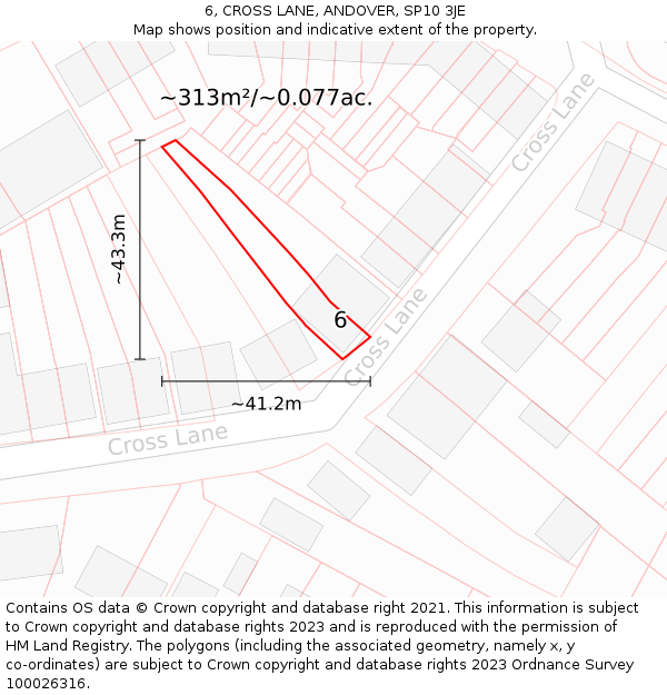 6, CROSS LANE, ANDOVER, SP10 3JE: Plot and title map
