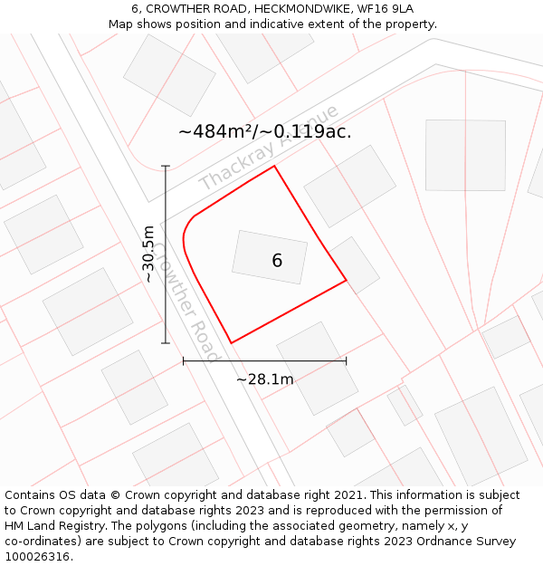 6, CROWTHER ROAD, HECKMONDWIKE, WF16 9LA: Plot and title map