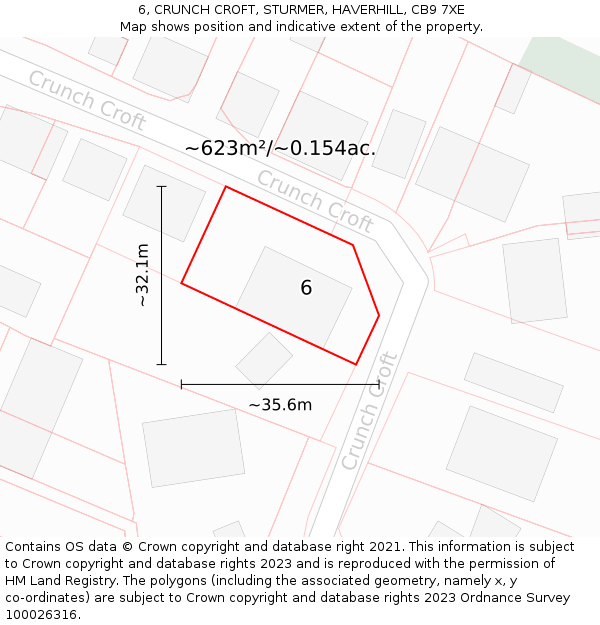 6, CRUNCH CROFT, STURMER, HAVERHILL, CB9 7XE: Plot and title map