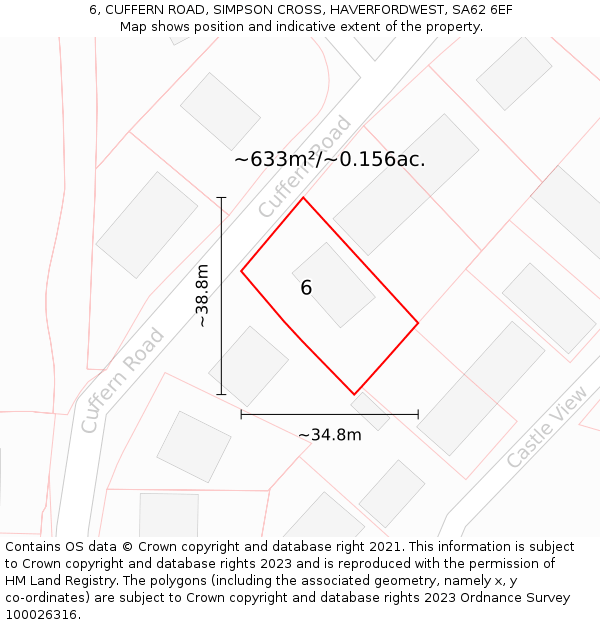 6, CUFFERN ROAD, SIMPSON CROSS, HAVERFORDWEST, SA62 6EF: Plot and title map