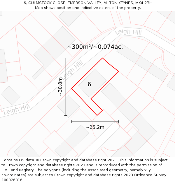 6, CULMSTOCK CLOSE, EMERSON VALLEY, MILTON KEYNES, MK4 2BH: Plot and title map