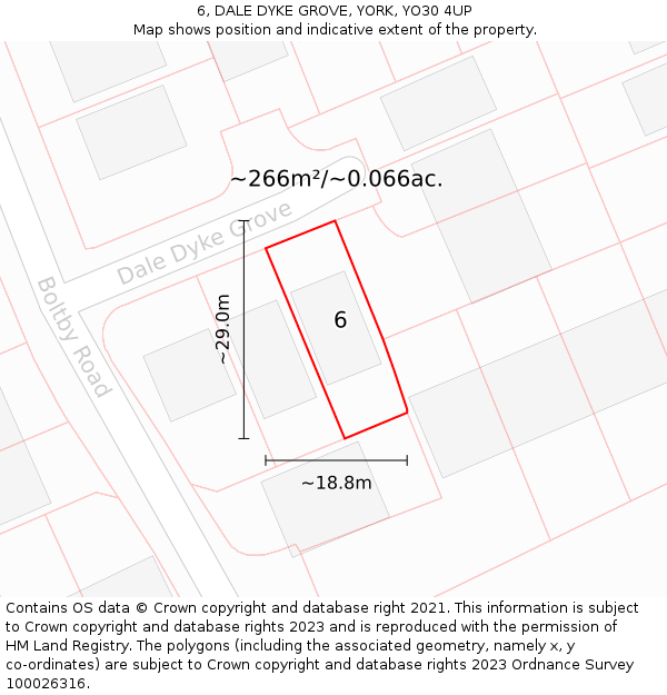 6, DALE DYKE GROVE, YORK, YO30 4UP: Plot and title map
