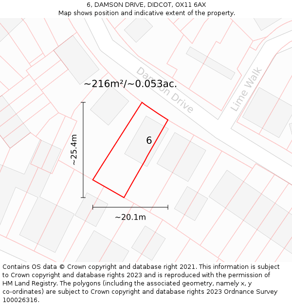 6, DAMSON DRIVE, DIDCOT, OX11 6AX: Plot and title map