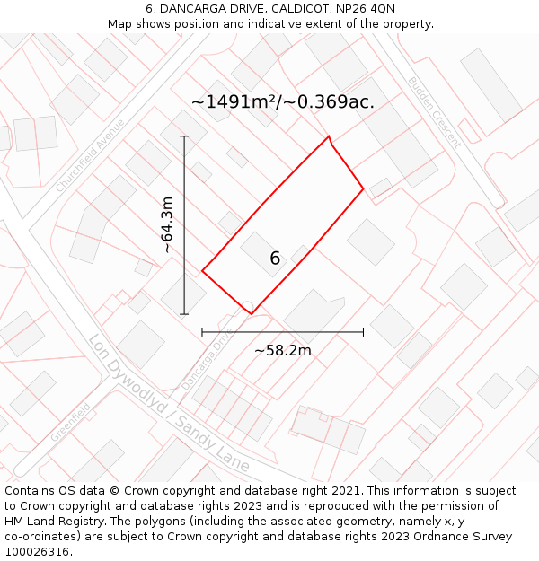 6, DANCARGA DRIVE, CALDICOT, NP26 4QN: Plot and title map