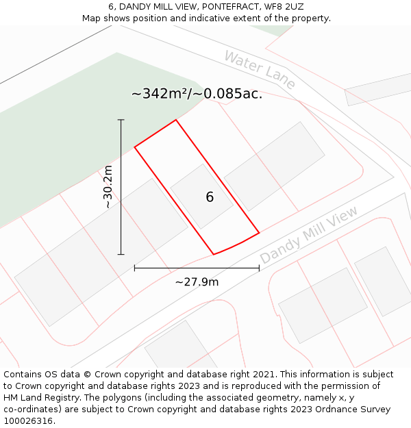 6, DANDY MILL VIEW, PONTEFRACT, WF8 2UZ: Plot and title map