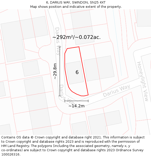 6, DARIUS WAY, SWINDON, SN25 4XT: Plot and title map