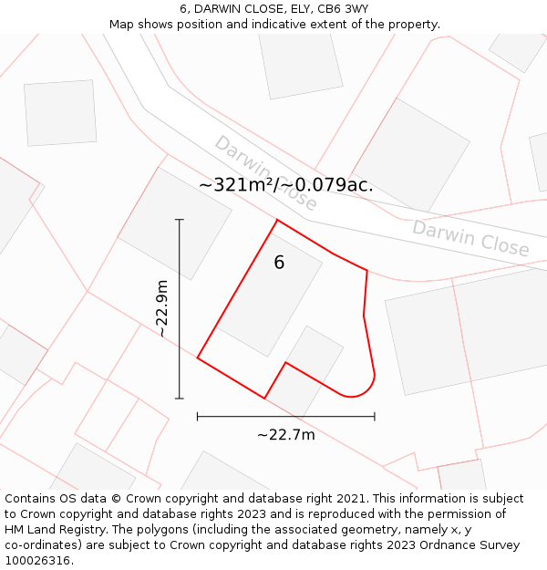 6, DARWIN CLOSE, ELY, CB6 3WY: Plot and title map