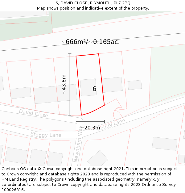 6, DAVID CLOSE, PLYMOUTH, PL7 2BQ: Plot and title map