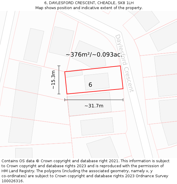 6, DAYLESFORD CRESCENT, CHEADLE, SK8 1LH: Plot and title map