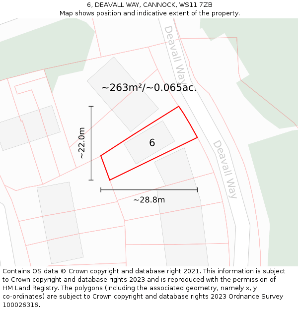 6, DEAVALL WAY, CANNOCK, WS11 7ZB: Plot and title map