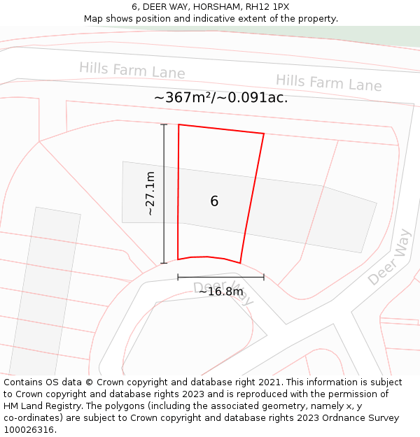 6, DEER WAY, HORSHAM, RH12 1PX: Plot and title map