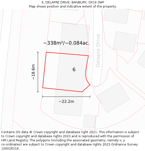 6, DELAPRE DRIVE, BANBURY, OX16 3WP: Plot and title map