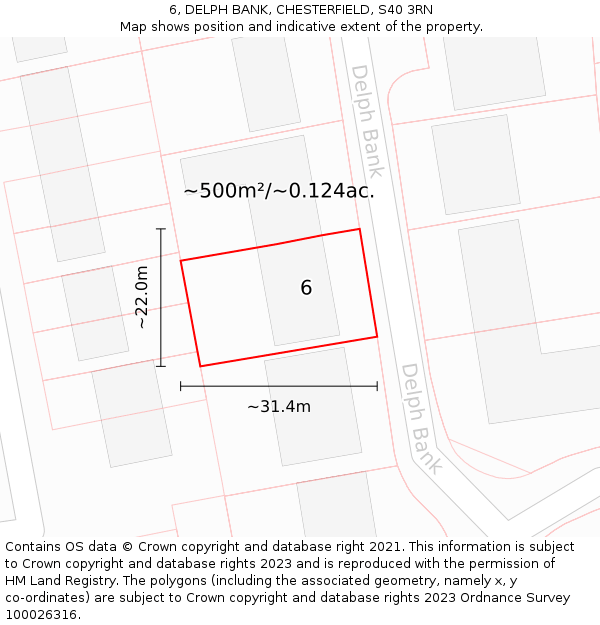 6, DELPH BANK, CHESTERFIELD, S40 3RN: Plot and title map