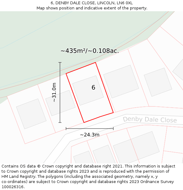 6, DENBY DALE CLOSE, LINCOLN, LN6 0XL: Plot and title map