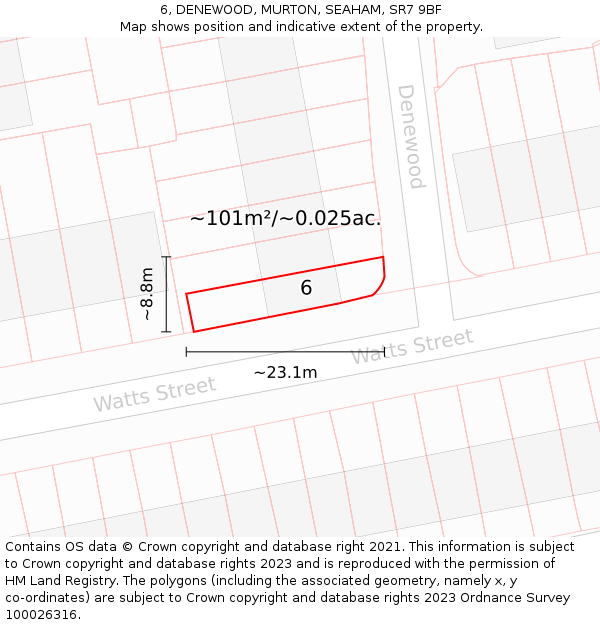 6, DENEWOOD, MURTON, SEAHAM, SR7 9BF: Plot and title map