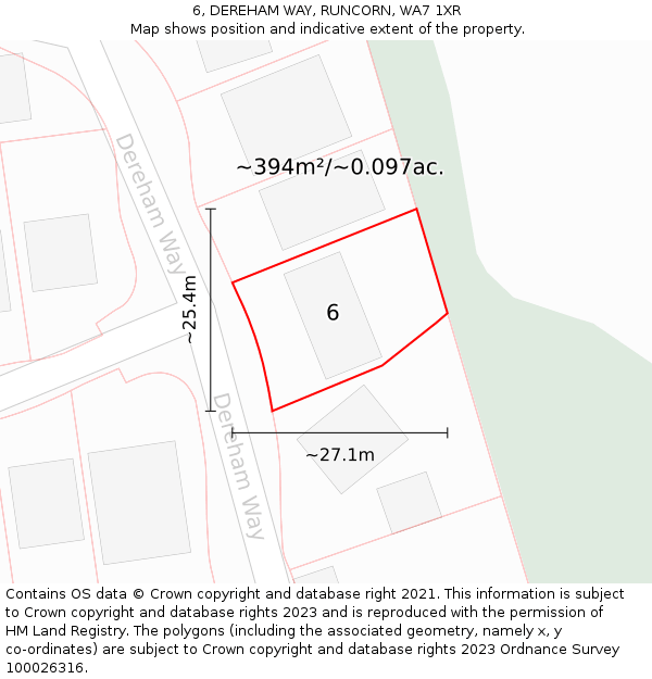 6, DEREHAM WAY, RUNCORN, WA7 1XR: Plot and title map