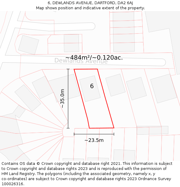 6, DEWLANDS AVENUE, DARTFORD, DA2 6AJ: Plot and title map