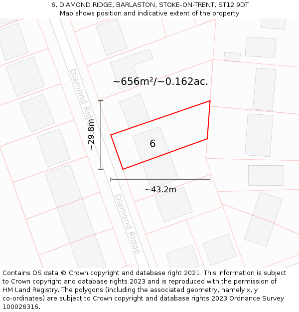 6, DIAMOND RIDGE, BARLASTON, STOKE-ON-TRENT, ST12 9DT: Plot and title map