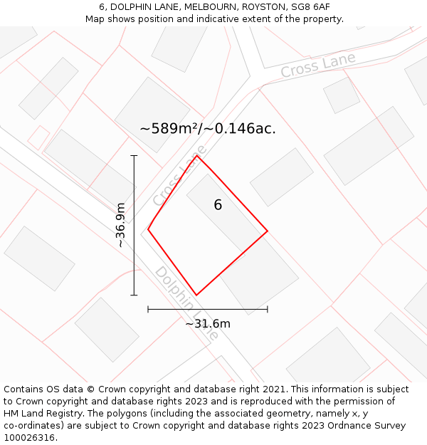 6, DOLPHIN LANE, MELBOURN, ROYSTON, SG8 6AF: Plot and title map