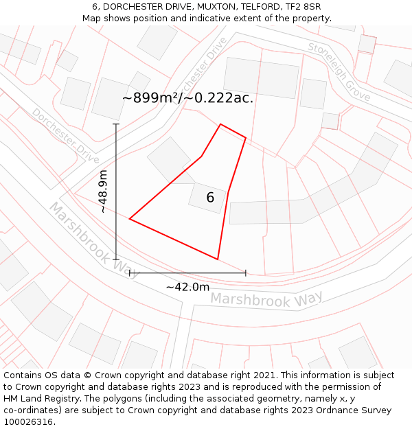 6, DORCHESTER DRIVE, MUXTON, TELFORD, TF2 8SR: Plot and title map