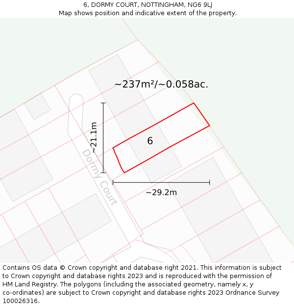 6, DORMY COURT, NOTTINGHAM, NG6 9LJ: Plot and title map