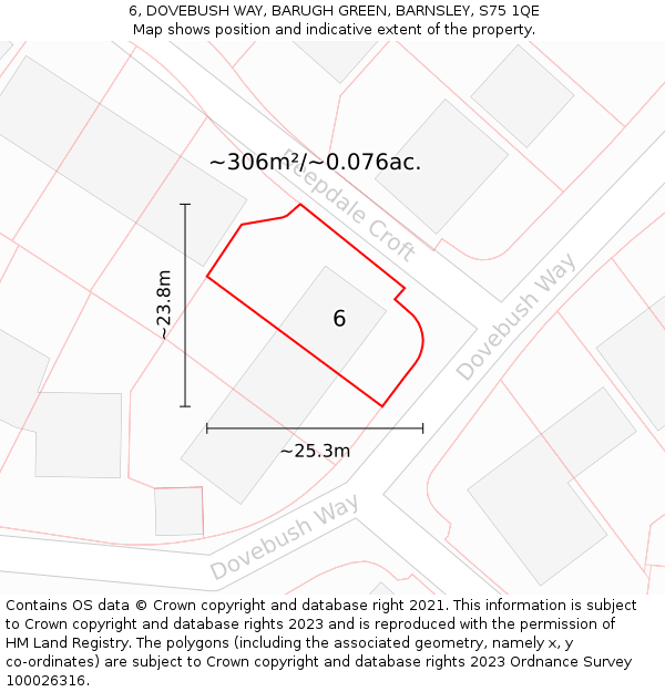 6, DOVEBUSH WAY, BARUGH GREEN, BARNSLEY, S75 1QE: Plot and title map