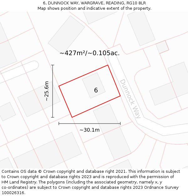 6, DUNNOCK WAY, WARGRAVE, READING, RG10 8LR: Plot and title map