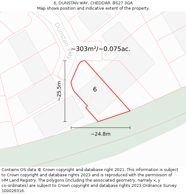 6, DUNSTAN WAY, CHEDDAR, BS27 3GA: Plot and title map