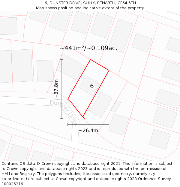 6, DUNSTER DRIVE, SULLY, PENARTH, CF64 5TN: Plot and title map