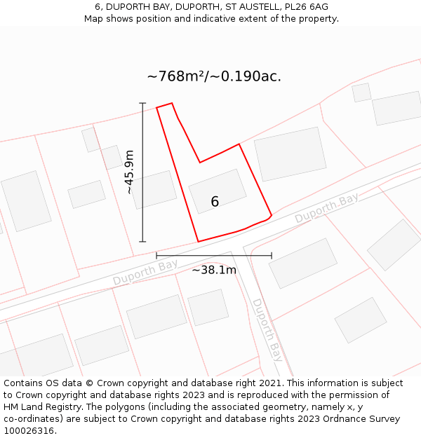 6, DUPORTH BAY, DUPORTH, ST AUSTELL, PL26 6AG: Plot and title map