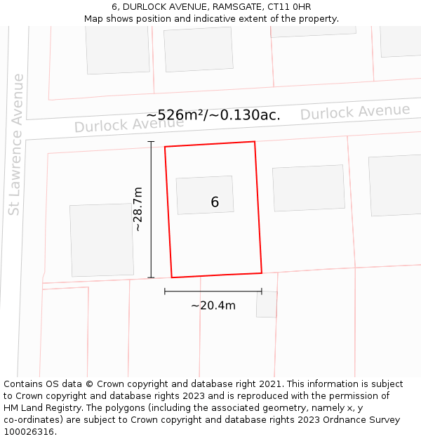 6, DURLOCK AVENUE, RAMSGATE, CT11 0HR: Plot and title map