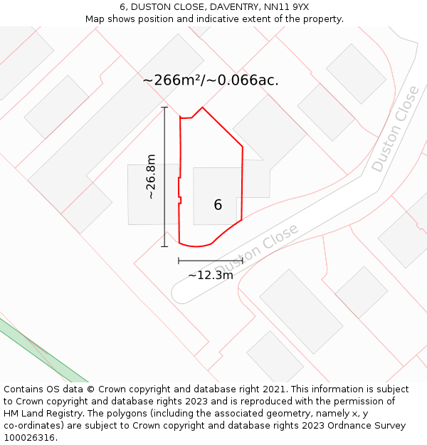 6, DUSTON CLOSE, DAVENTRY, NN11 9YX: Plot and title map