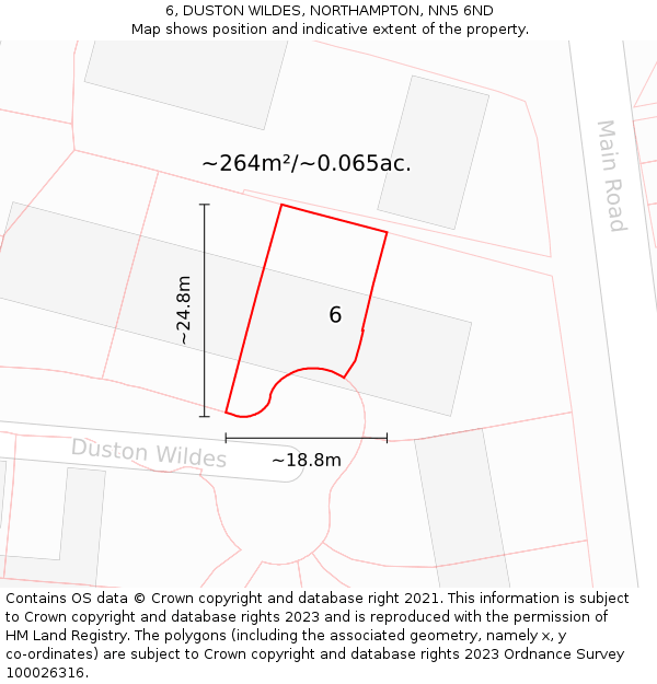 6, DUSTON WILDES, NORTHAMPTON, NN5 6ND: Plot and title map