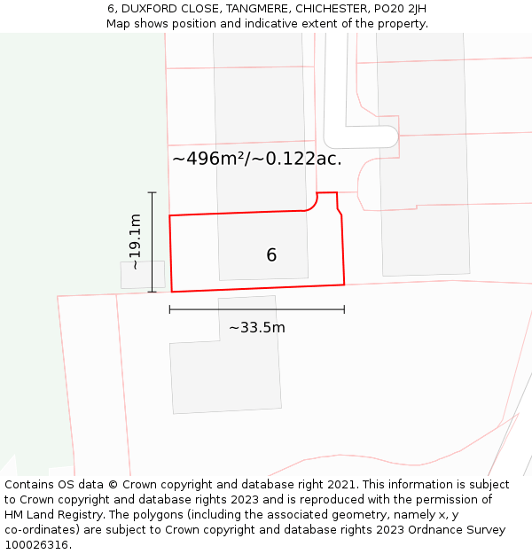 6, DUXFORD CLOSE, TANGMERE, CHICHESTER, PO20 2JH: Plot and title map