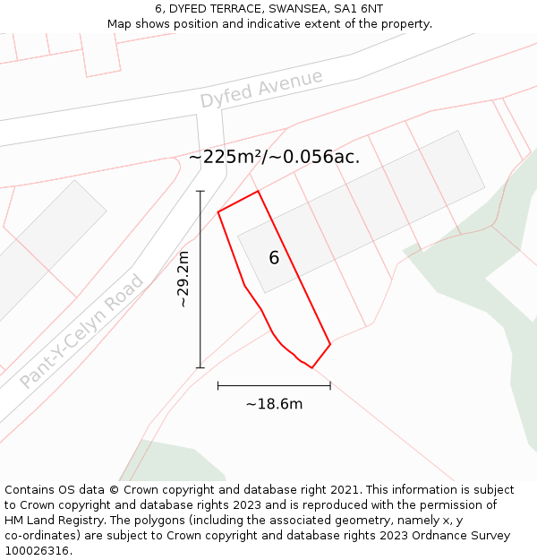 6, DYFED TERRACE, SWANSEA, SA1 6NT: Plot and title map