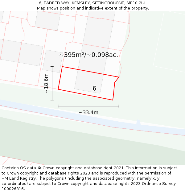 6, EADRED WAY, KEMSLEY, SITTINGBOURNE, ME10 2UL: Plot and title map